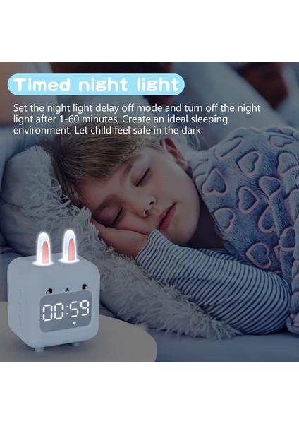 Çocuk Çalar Saat, Kızlar Için Sevimli Tavşan Çalar Saat, Beyaz Gürültü Çalar Saat, Usb'li Gece Lambası Kızlar Için Çocuk Çalar Saat Yatak Odası (Mavi) (Yurt Dışından) fiyatları