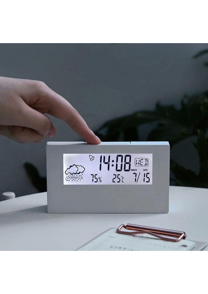 Iç Mekan Dijital Saati, Termometre, Hafif Lcd'li Çalar Saat, Okunması Kolay Haftanın Günü, Takvim Hatırlatıcısı, Evde Hava Durumunu Izleme (Yurt Dışından)