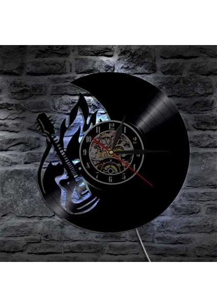 Müzik Vinil Kayıt Duvar Saati -Gitar Tasarımı LED Işık Duvar Saati -Vinil Saat -Oturma Odası Duvar Dekoru - Müzik Aşığı Için Eşsiz Hediyeler (Yurt Dışından)