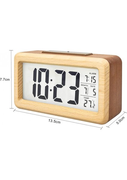 Pille Çalışan Ahşap Ledli Dijital Çalar Saat, Akıllı Sensör Ertelemeli Gece Lambası, Tarih, Sıcaklık, 12/24 Saat Değiştirilebilir, (Ahşap) (Yurt Dışından)