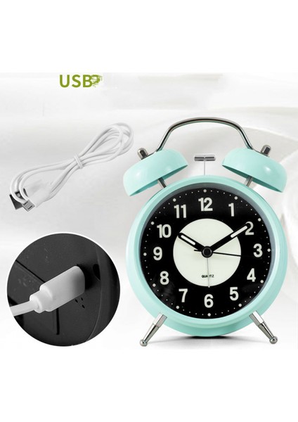 Öğrenciler, Çocuklar ve Yetişkinler Için 4 Inçlik Metal Parlak Sevimli Çalar Saat Sessiz Çalar Saat, Şarj Edilebilir (Açık Yeşil) (Yurt Dışından) modelleri