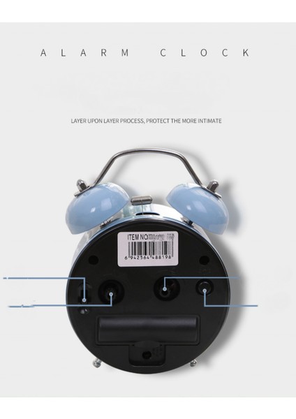 Aydınlık Öğrenci Çocuk Yetişkin Sevimli Saat Yatak Odası Başucu Küçük Çalar Saat (Mavi) ile 4 Inç Basit Stil Metal Çift Çan (Yurt Dışından) modelleri