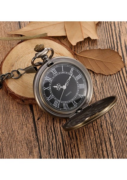 Siyah Kadranlı ve Zincirli, Bronz Erkekler Için Kuvars Cep Saati (Yurt Dışından) modelleri