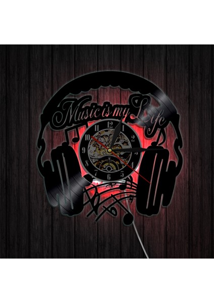 Müzik Vinil Kayıt Duvar Saati -Kulaklık Şekli LED Işık Duvar Saati -Vinil Saat -Oturma Odası Duvar Dekoru - Müzik Aşığı Için Eşsiz Hediyeler (Yurt Dışından) fırsatları