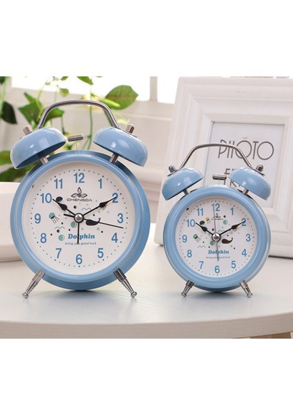 Aydınlık Öğrenci Çocuk Yetişkin Sevimli Saat Yatak Odası Başucu Küçük Çalar Saat (Mavi) ile 4 Inç Basit Stil Metal Çift Çan (Yurt Dışından) fırsatları