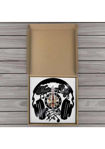 Müzik Vinil Kayıt Duvar Saati - Kulaklık Şekli Vinil Duvar Saati - Vinil Saat - Oturma Odası Duvar Dekoru - Müzik Aşığı Için Eşsiz Hediyeler (Yurt Dışından)