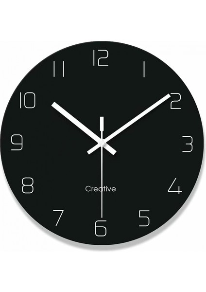 Modern Asılı Duvar Saati, Ev / Mutfak / Ofis / Okul Için Sessiz Geçmeyen Kaliteli Kuvars Cam Saatler Okuması Kolay, 12 Inç - Siyah (Yurt Dışından)