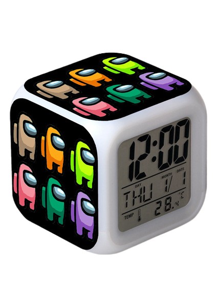 Space Werewolf Kill 7 Renk Değişkenli Dijital Çalar Saat, Zaman, Sıcaklık, Alarm, Tarih (Yurt Dışından)