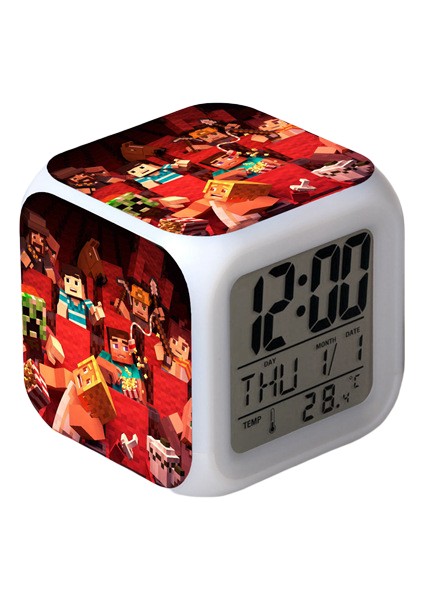 Wekity Anime Çalar Saat Tek Parça LED Kare Saat Zaman, Sıcaklık, Alarm, Tarih ile Dijital Çalar Saat (Yurt Dışından)