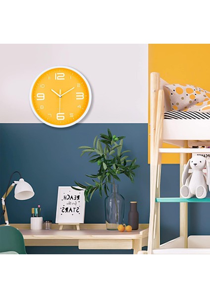 Modern Limon Sarı Duvar Saati 10 Inç Sessiz Sigara Geçiyor Kuvars Saatler Oturma Odası Mutfak Çocuk Odası Için Büyük 3D Rakamlarla (Yurt Dışından) fiyatları