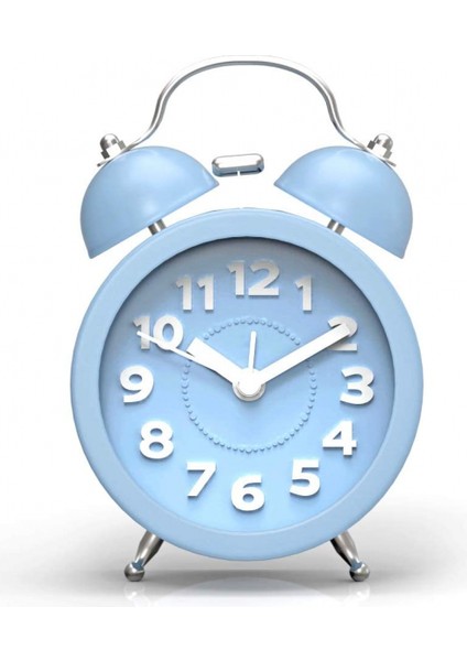 3 "sevimli Mini Geçmeyen Vintage Klasik Analog Çalar Saat, Arkadan Aydınlatmalı, Ağır Uyuyanlar Için, Yatak Odası Gençler Için Pille Çalışan Çalar Saat (Mavi) (Yurt Dışından)