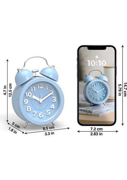 3 "sevimli Mini Geçmeyen Vintage Klasik Analog Çalar Saat, Arkadan Aydınlatmalı, Ağır Uyuyanlar Için, Yatak Odası Gençler Için Pille Çalışan Çalar Saat (Mavi) (Yurt Dışından) fırsatları