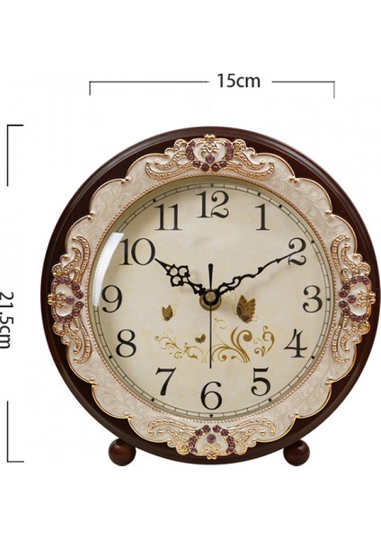 Vintage Masa Saati, Retro Geçmeyen Avrupa Tarzı Masa Saatinin Yanında Pille Çalışan Sessiz Kuvars Hareketi Yatak Odası Oturma Odası Iç Mekan (Kahverengi) (Yurt Dışından)