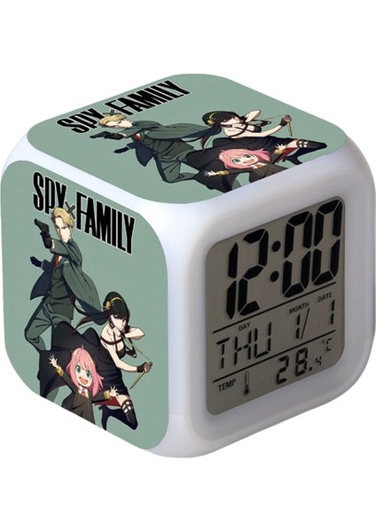 Wekity Anime Çalar Saat Tek Parça LED Kare Saat Zaman, Sıcaklık, Alarm, Tarih ile Dijital Çalar Saat (Yurt Dışından)