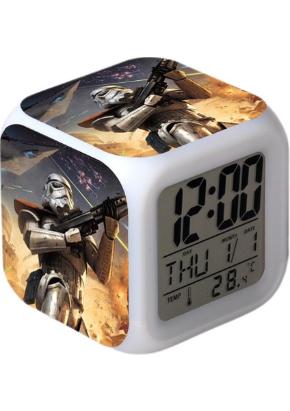 Yıldız Savaşları Çalar Saat Filmi Güç Uyanıyor LED Çalar Saat Kare Saat Zaman, Sıcaklık, Alarm, Tarih Özellikli Dijital Çalar Saat (Yurt Dışından)