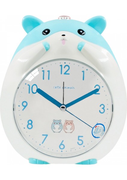 Yatak Odaları Için Çalar Saatler, Karikatür Çalar Saat Hamster Çalar Saat Gece Lambası, Öğrenci Çocuk Ev Dekorasyonu Masaüstü Saati (Mavi) (Yurt Dışından)
