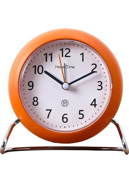 4 Inç Yuvarlak Geçmeyen Çalar Saat, Pille Çalışan, Işık Yayma Fonksiyonu, Süper Sessiz Çalar Saat, Masa/yatak Odası Için Basit ve Şık Tasarım (Turuncu) (Yurt Dışından)