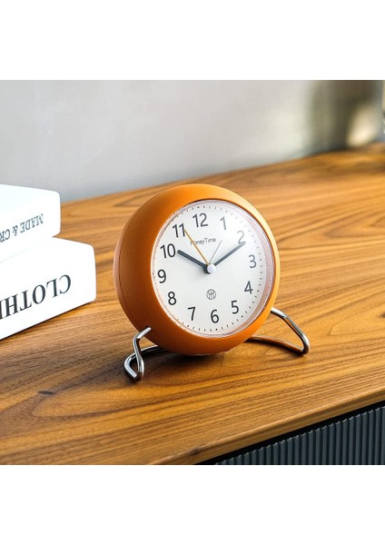 4 Inç Yuvarlak Geçmeyen Çalar Saat, Pille Çalışan, Işık Yayma Fonksiyonu, Süper Sessiz Çalar Saat, Masa/yatak Odası Için Basit ve Şık Tasarım (Turuncu) (Yurt Dışından) fırsatları