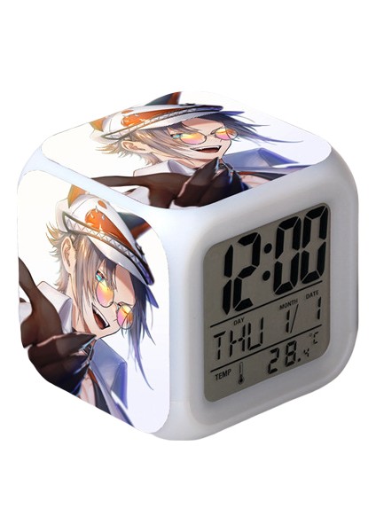 Wekity Anime Çalar Saat Tek Parça LED Kare Saat Zaman, Sıcaklık, Alarm, Tarih ile Dijital Çalar Saat (Yurt Dışından)
