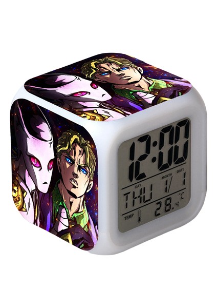 Wekity Anime Çalar Saat Tek Parça LED Kare Saat Zaman, Sıcaklık, Alarm, Tarih ile Dijital Çalar Saat (Yurt Dışından)