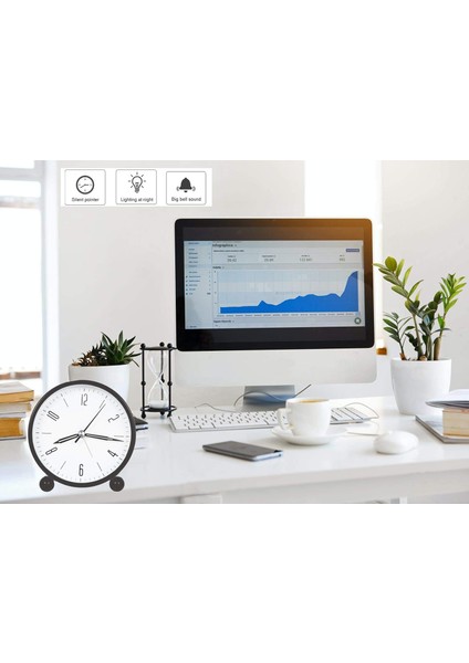 Çalar Saat, 4 Inç Sessiz Gece Işığı ile Geçmeyen Mini Saat, Pille Çalışan, Yatak Odası, Masa, Çalışma, Ofis ve Çalışma Için, Siyah (Yurt Dışından) fırsatları