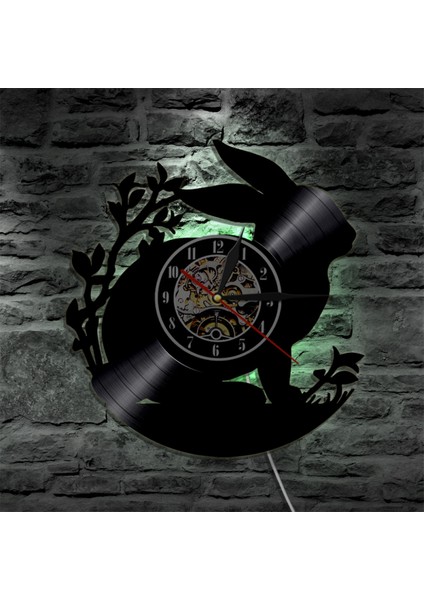 Müzik Vinil Kayıt Duvar Saati - Tavşan Nostaljik Retro LED Işık Duvar Saati - Vinil Saat - Oturma Odası Duvar Dekoru - Müzik Aşığı Için Eşsiz Hediyeler (Yurt Dışından)