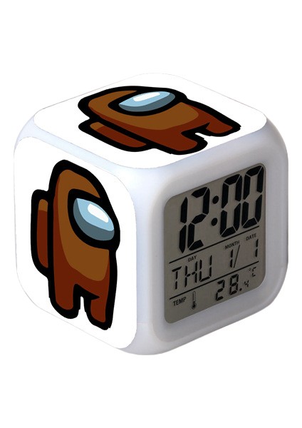 Space Werewolf Kill 7 Renk Değişkenli Dijital Çalar Saat, Zaman, Sıcaklık, Alarm, Tarih (Yurt Dışından)