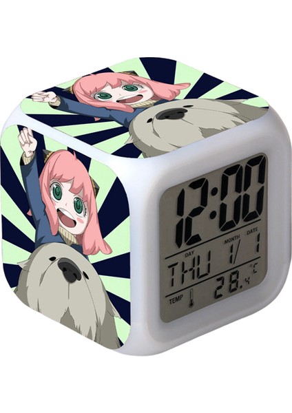 Wekity Anime Çalar Saat Tek Parça LED Kare Saat Zaman, Sıcaklık, Alarm, Tarih ile Dijital Çalar Saat (Yurt Dışından)