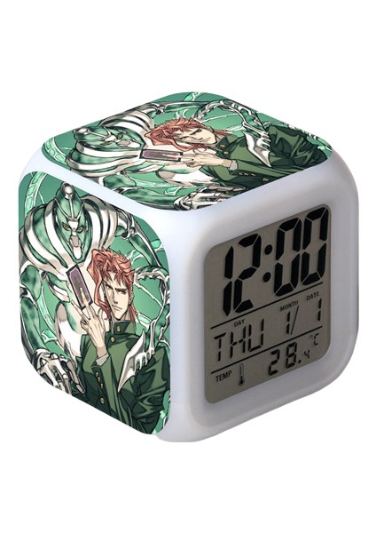 Wekity Anime Çalar Saat Tek Parça LED Kare Saat Zaman, Sıcaklık, Alarm, Tarih ile Dijital Çalar Saat (Yurt Dışından)