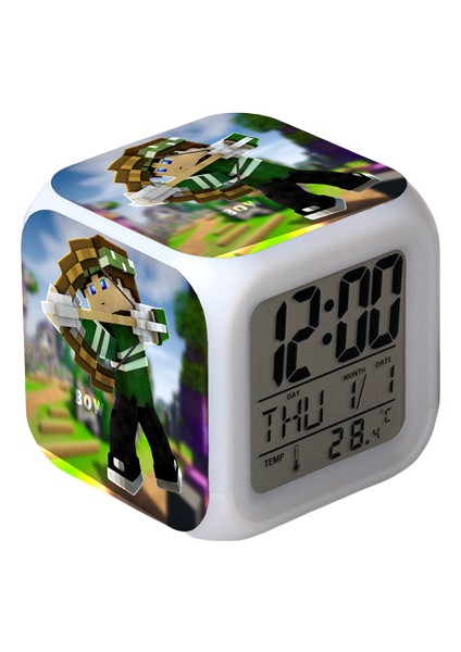 Wekity Anime Çalar Saat Tek Parça LED Kare Saat Zaman, Sıcaklık, Alarm, Tarih ile Dijital Çalar Saat (Yurt Dışından)