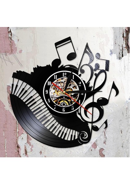 12 Inç Vinil Kayıt Duvar Saati Oturma Odası Moda Anahtar Not Nordic Saat Modern Minimalist Atmosfer Sanat Dekorasyon Kuvars Saat (Yurt Dışından) modelleri