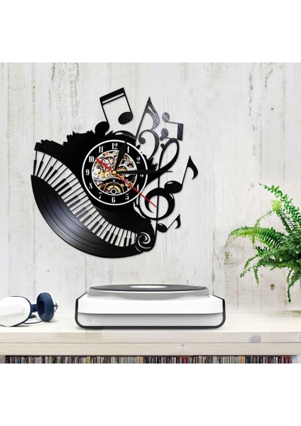 12 Inç Vinil Kayıt Duvar Saati Oturma Odası Moda Anahtar Not Nordic Saat Modern Minimalist Atmosfer Sanat Dekorasyon Kuvars Saat (Yurt Dışından) fırsatları