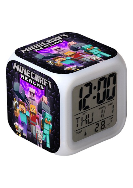 Wekity Anime Çalar Saat Tek Parça LED Kare Saat Zaman, Sıcaklık, Alarm, Tarih ile Dijital Çalar Saat (Yurt Dışından)
