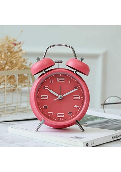 4 Inç Ikiz Zil Çalar Saat, Arkadan Aydınlatmalı, Sessiz Geçmeyen, Pille Çalışan, Yüksek Sesle Uyandırma Alarm Saati (Pembe) (Yurt Dışından) fiyatları