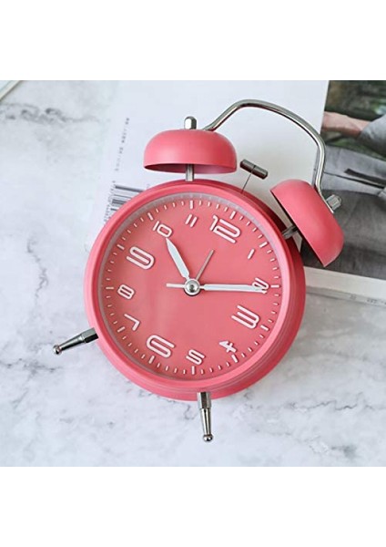 4 Inç Ikiz Zil Çalar Saat, Arkadan Aydınlatmalı, Sessiz Geçmeyen, Pille Çalışan, Yüksek Sesle Uyandırma Alarm Saati (Pembe) (Yurt Dışından) modelleri