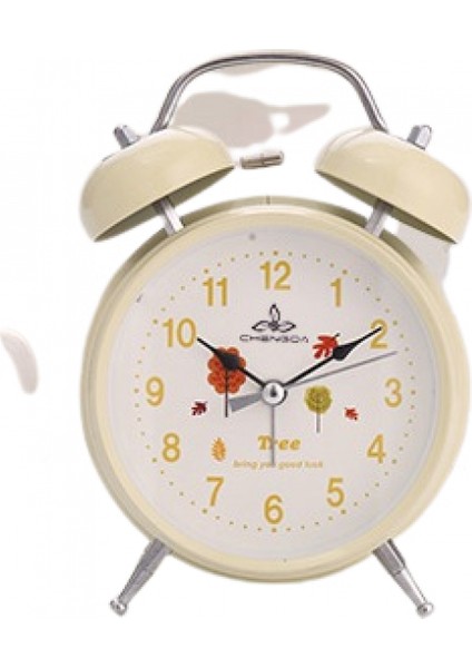 Aydınlık Öğrenci Çocuk Yetişkin Sevimli Saat Yatak Odası Başucu Küçük Çalar Saat ile 4 Inç Basit Stil Metal Çift Çan (Sarı) (Yurt Dışından)