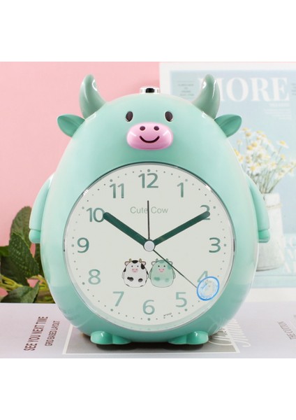 Çocuk Çalar Saat, Karikatür Çalar Saat Sevimli Inek Çalar Saat Gece Lambası, Öğrenci Çocuk Ev Dekorasyonu Masaüstü Saati (Yeşil) (Yurt Dışından)