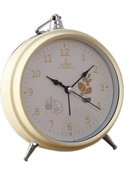 Öğrenciler, Çocuklar ve Yetişkinler Için Parlak Sevimli Saatli 5,6 Inç Basit Metal Sessiz Başucu Çalar Saat (Sarı) (Yurt Dışından)