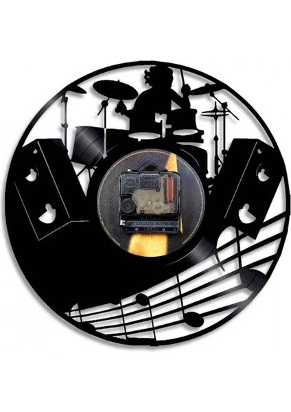 Müzik Vinil Kayıt Duvar Saati - Davul Kiti Vinil Duvar Saati - Vinil Saat - Oturma Odası Duvar Dekoru - Müzik Aşığı Için Eşsiz Hediyeler (Yurt Dışından)