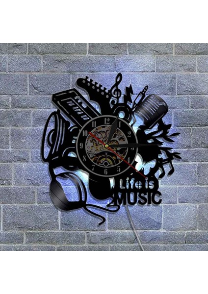 Müzik Vinil Kayıt Duvar Saati -Müzik Hayatı Müzik Aleti LED Işık Duvar Saati -Vinil Saat -Oturma Odası Duvar Dekoru - Müzik Aşığı Için Eşsiz Hediyeler (Yurt Dışından) fırsatları