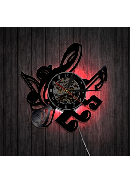 Müzik Vinil Kayıt Duvar Saati -Nota Desenli LED Işık Duvar Saati -Vinil Saat -Oturma Odası Duvar Dekoru - Müzik Aşığı Için Eşsiz Hediyeler (Yurt Dışından) fırsatları