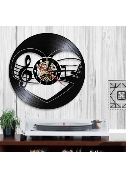 Müzik Vinil Plak Duvar Saati -Müzik Notları Vinil Duvar Saati - Vinil Saat - Oturma Odası Duvar Dekoru - Müzik Aşığı Için Eşsiz Hediyeler (Yurt Dışından)