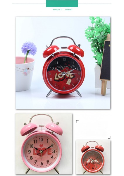 4 Inç Metal Çalar Saat Pembe Kalp Şeklinde Aşk Işıklı Dilsiz Çocuklar, Öğrenciler ve Yetişkinler Için Basit Küçük Çalar Saat Ev Ofis Saati (Yurt Dışından) modelleri