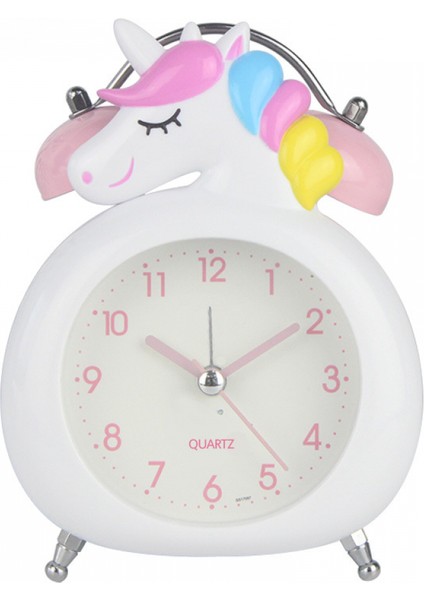 Sevimli Karikatür Gökkuşağı Atı Tek Boynuzlu At Çalar Saati Çalar Çocuklar ve Öğrenciler Yatağın Başındaki Sessiz Tarama Ikinci Metal Zili Kullanırlar (Yurt Dışından)