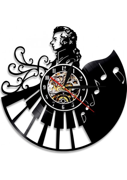 Müzik Vinil Plak Duvar Saati - Piyano Tuşları Vinil Duvar Saati - Vinil Saat - Oturma Odası Duvar Dekoru - Müzik Aşığı Için Eşsiz Hediyeler (Yurt Dışından)
