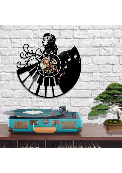 Müzik Vinil Plak Duvar Saati - Piyano Tuşları Vinil Duvar Saati - Vinil Saat - Oturma Odası Duvar Dekoru - Müzik Aşığı Için Eşsiz Hediyeler (Yurt Dışından)