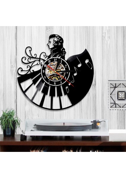 Müzik Vinil Plak Duvar Saati - Piyano Tuşları Vinil Duvar Saati - Vinil Saat - Oturma Odası Duvar Dekoru - Müzik Aşığı Için Eşsiz Hediyeler (Yurt Dışından)