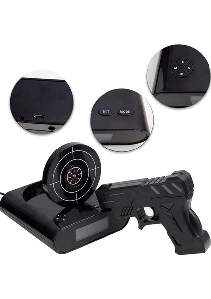 Hedef Uyandırma Çalar Saat, Yaratıcı Atış Alarmı Ağır Uyuyanlar Için Kişiselleştirilmiş 12 Saatlik Dijital Ekran, Erkekler Kızlar Için Yenilikçi Hediye (Siyah (Yurt Dışından) modelleri