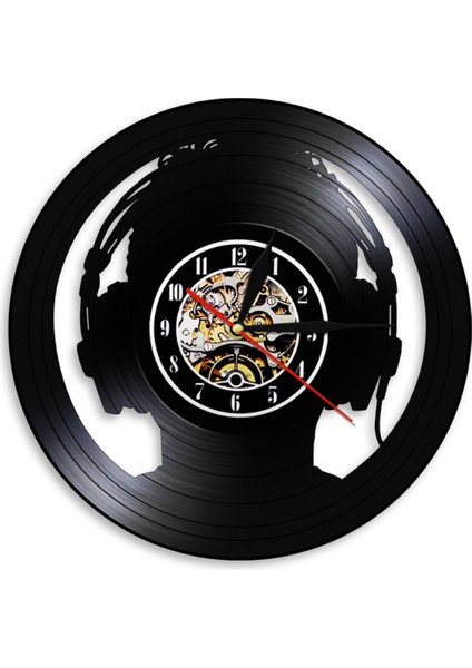 Müzik Vinil Plak Duvar Saati - Kulaklık Takma Vinil Duvar Saati - Vinil Saat - Oturma Odası Duvar Dekoru - Müzik Severler Için Eşsiz Hediyeler (Yurt Dışından)