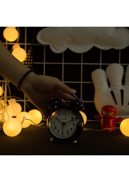 Yatak Odası Için Arkadan Aydınlatmalı 3,5 '' Ikiz Zil Çalar Saat, Geçmeyen, Sevimli (Siyah) (Yurt Dışından) modelleri